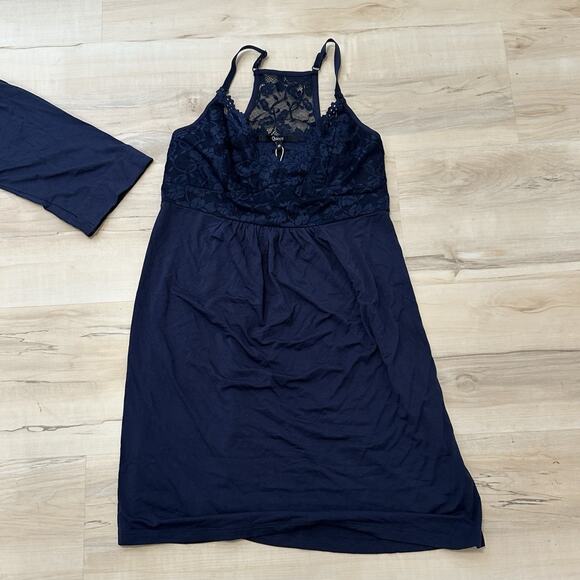 Quince Bamboo Maternity Nursing Nightgown Robe Set S Babydoll Gown Blue NWT - Picture 5 of 13